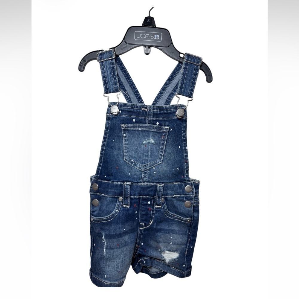 Joe's Jeans Emilia Paint Splash Blue Denim Overall Shorts-NWT Size 2T